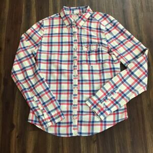Hollister Red/Blue Plaid Button-Down Shirt